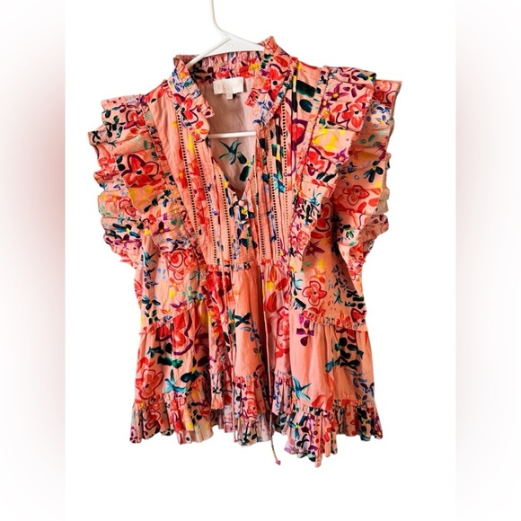 Alivia Tina Rainbow Floral Pink Sand Top Size M - Picture 7 of 16